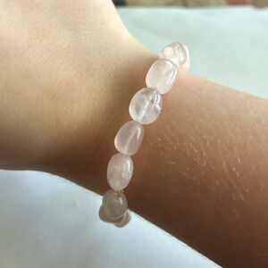 3/$20 Cute Pink Rose Quartz Gemstone Crystal Beaded Thin Elastic Bracelet